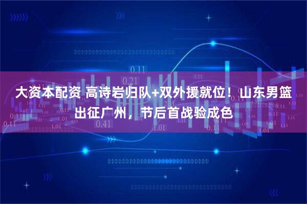 大资本配资 高诗岩归队+双外援就位！山东男篮出征广州，节后首战验成色